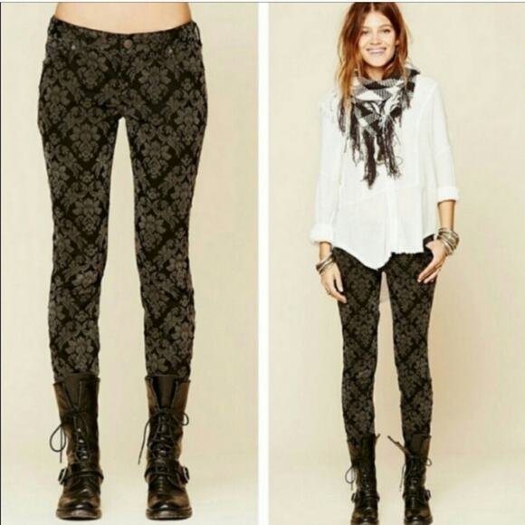 Free People Black Damask Jacquard Skinny Jeans - Picture 8 of 8